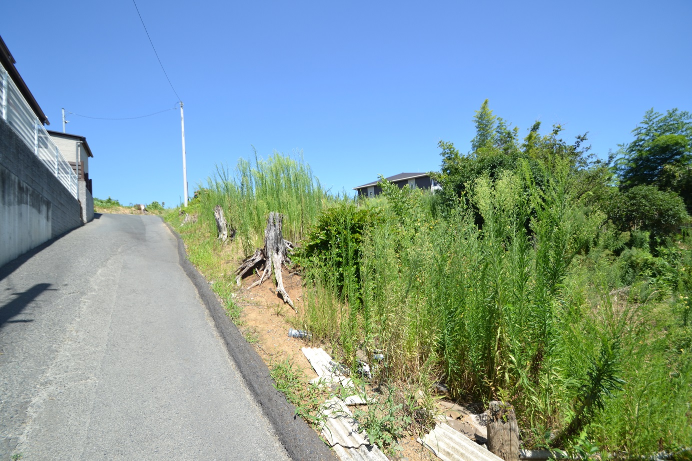 一部を駐車場にしていた斜面地の土地